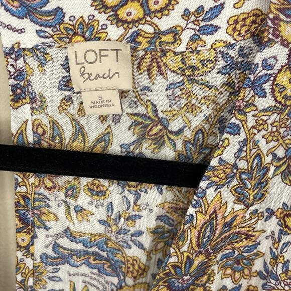 LOFT Beach Tie Front Floral Cut Out Rayon Romper Shorts Jumpsuit Size Medium - Picture 3 of 6